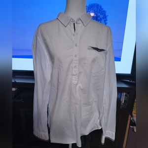Guess mens size XL regular‎ fit half button down pullover dress shirt